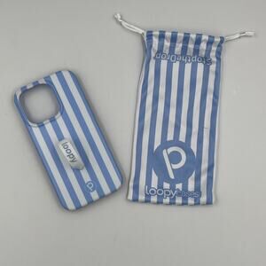 Loopy Cases Iphone 16 6.1" Right Hand Blue White Stripe Storage Pouch
